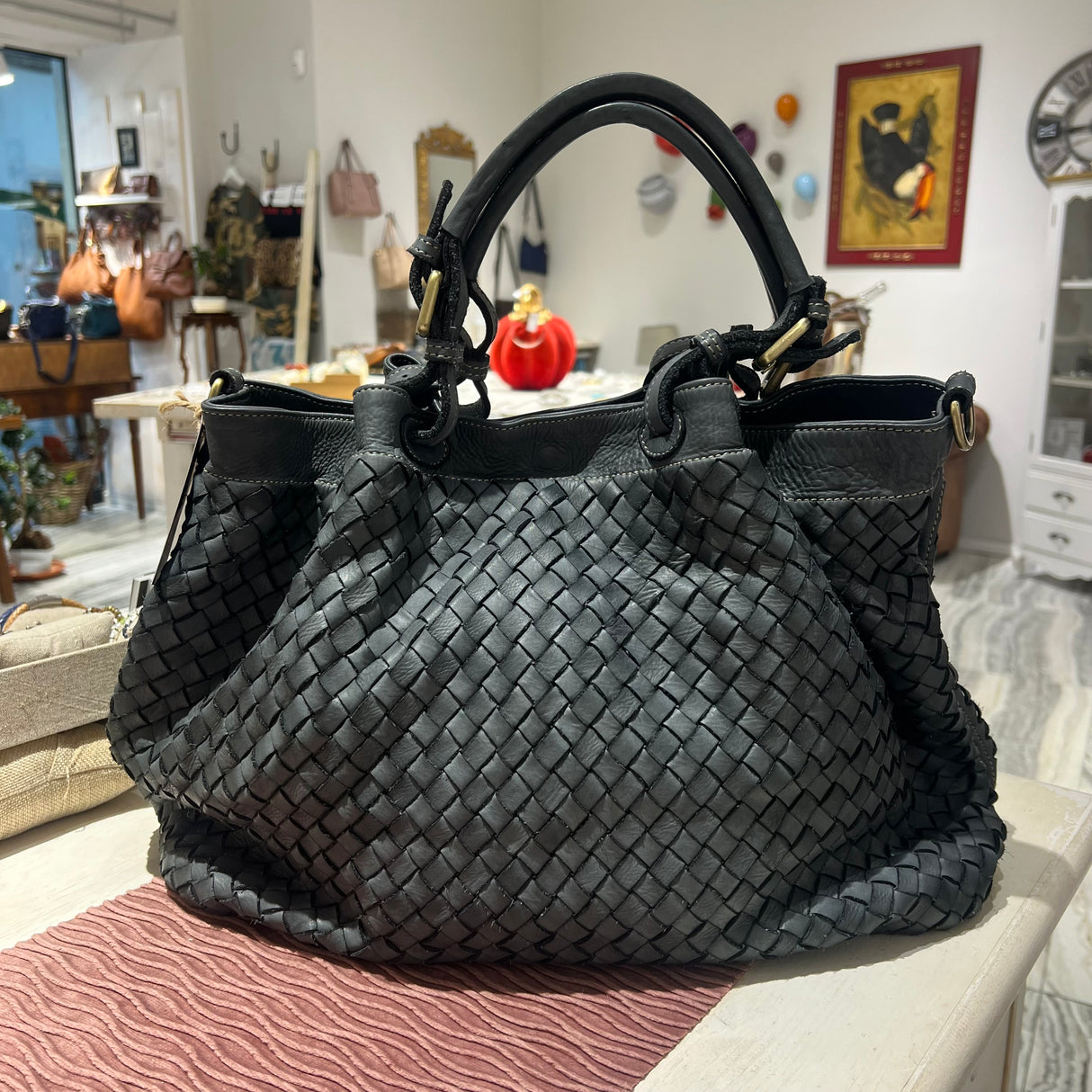 Borsa Intreccio Grigio Canna di fucile
