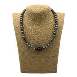 Collana Perle grigie e Corone in acciaio inossidabile