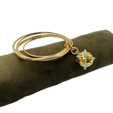Bracciale 5 fili mina anni 60' dorato e turchesi