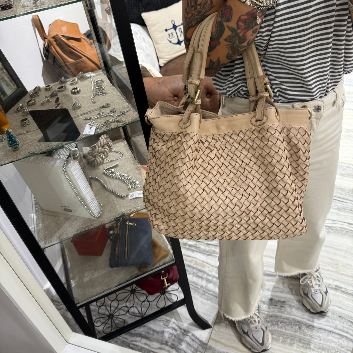 Borsa Intreccio Small Crema