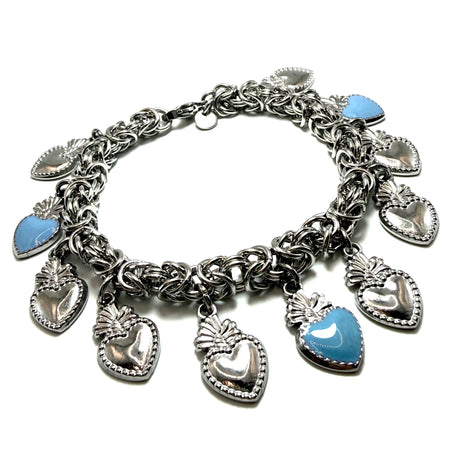 Bracciale Bizantina Cuori Sacri acciaio inossidabile pervinca