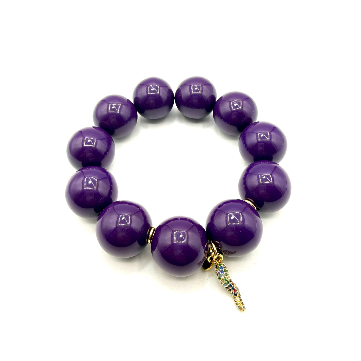 Bracciale resina Viola con charms Corno Multicolor