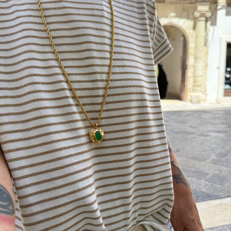 Collana Lanterna Cuore Giada Verde