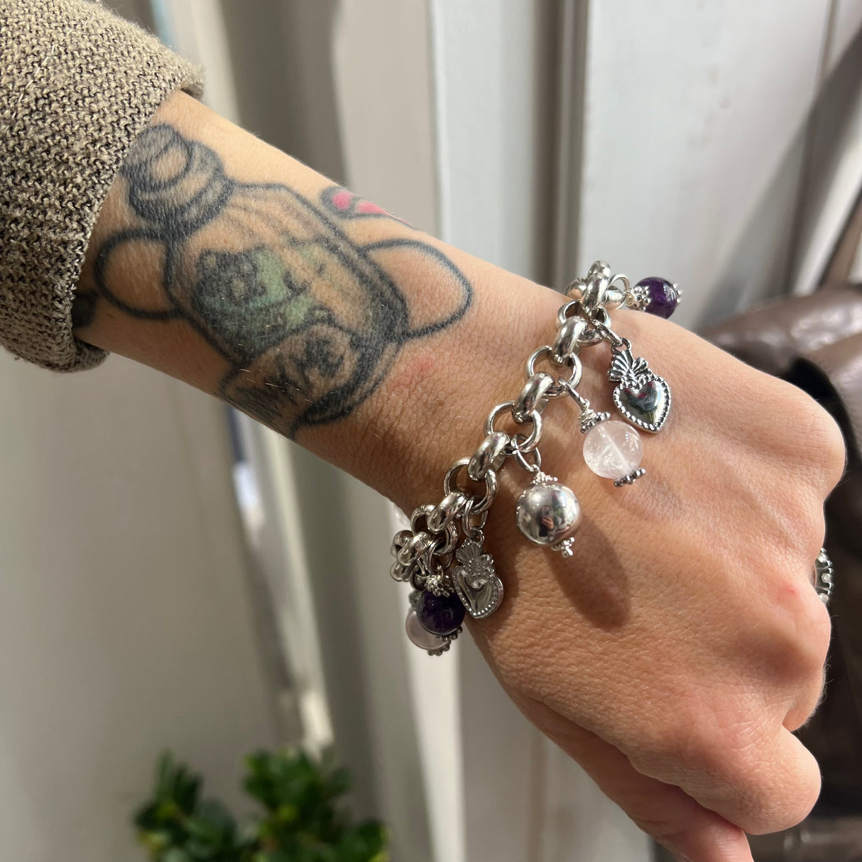 BRACCIALE CUORE SACRO E AMETISTA