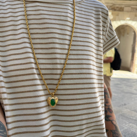 Collana Lanterna Cuore Giada Verde