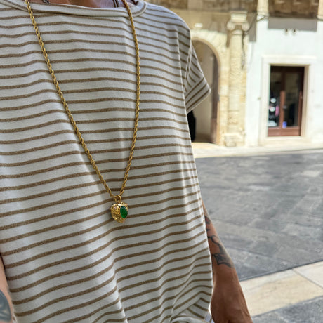 Collana Lanterna Cuore Giada Verde