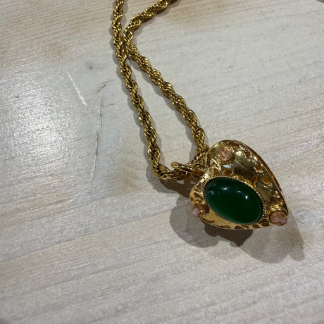 Collana Lanterna Cuore Giada Verde