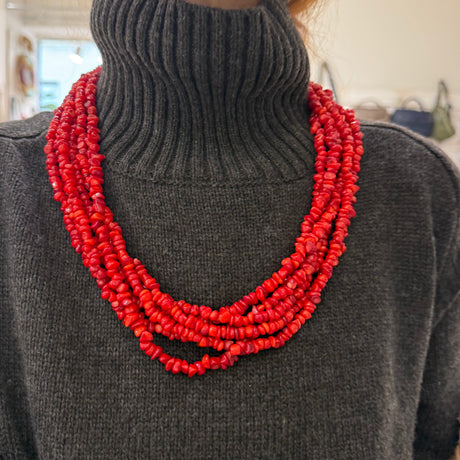 Collana Multifili Corallo Bamboo