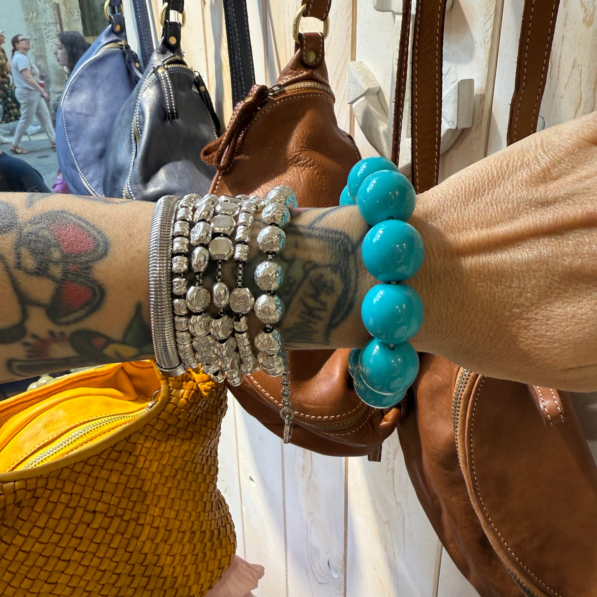 Bracciale sfere in Resina Verde Oltremare