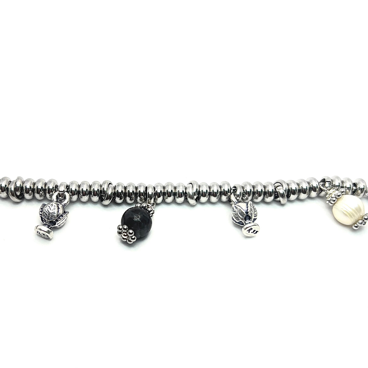 Bracciale Rainbow pumino perla e Labradorite