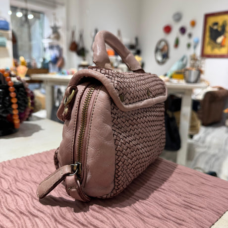Borsa PIMMA intrecciata Cipria