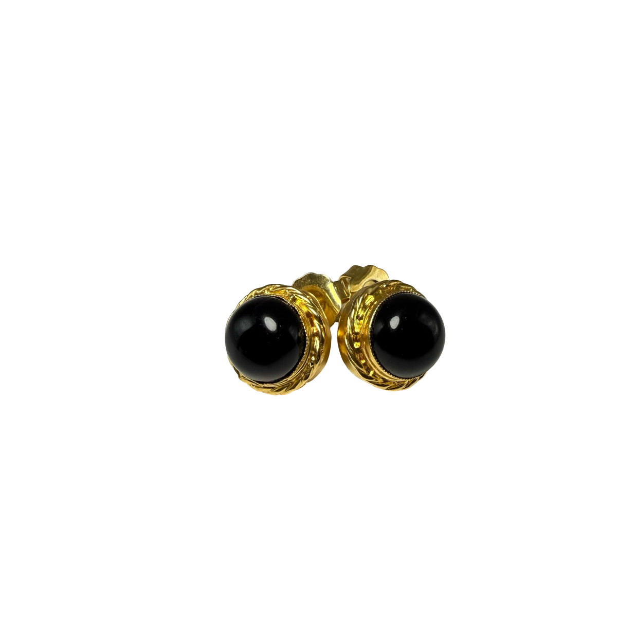 Orecchini Rotondi Cabochon Ottone Onice