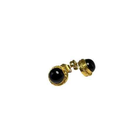 Orecchini Rotondi Cabochon Ottone Onice