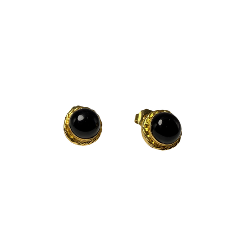 Orecchini Rotondi Cabochon Ottone Onice