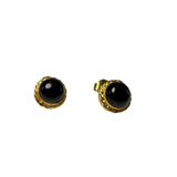 Orecchini Rotondi Cabochon Ottone Onice