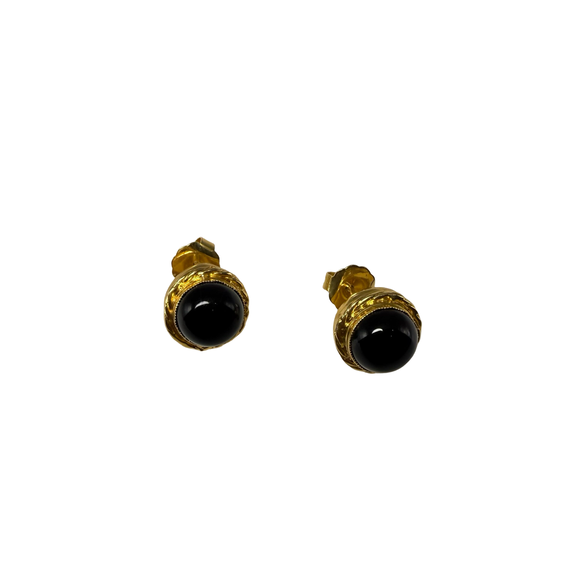 Orecchini Rotondi Cabochon Ottone Onice