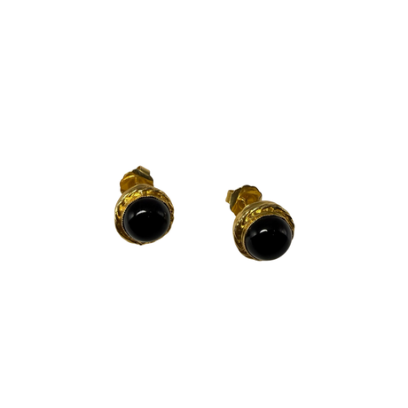 Orecchini Rotondi Cabochon Ottone Onice