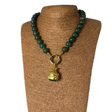 Collana Crisocolla con Lanterna rana Giada Verde
