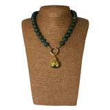 Collana Crisocolla con Lanterna rana Giada Verde
