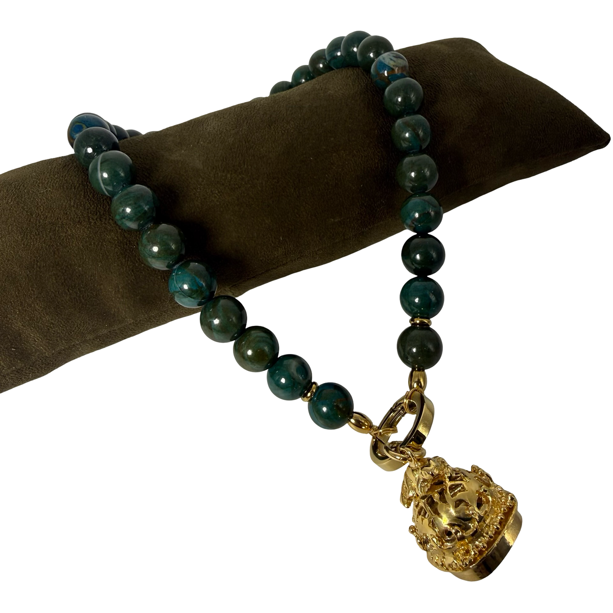 Collana Crisocolla con Lanterna rana Giada Verde