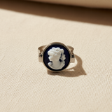 Anello Cammeo Blu regolabile