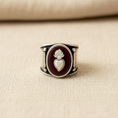 Anello Cammeo Cuore Sacro Bordeaux