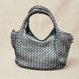 Borsa grigia su lino beige, foto 1