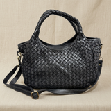 Borsa nera su lino beige, foto 2