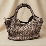 Borsa taupe su lino beige, foto 1