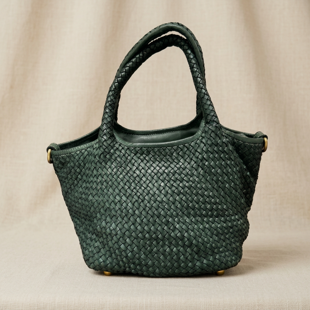 Borsa verde su lino beige, foto 2