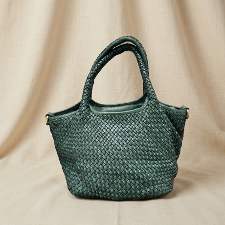 Borsa verde su lino beige, foto 3