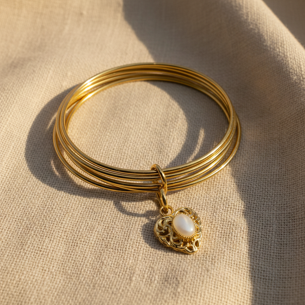 Bracciale 6 fili Lanterna Cuore Madreperla