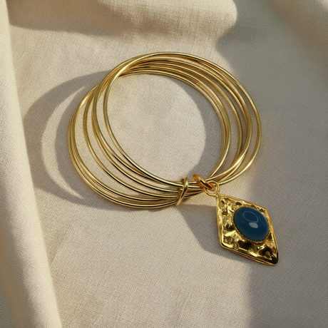 Bracciale 6 Fili Lanterna Rombo - ciondolo oro caldo corretto