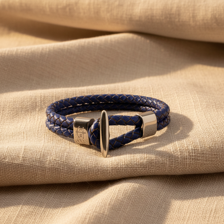 Bracciale Bitta pelle blu