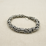 Bracciale Bizantina con Anelli Ritorti su lino beige