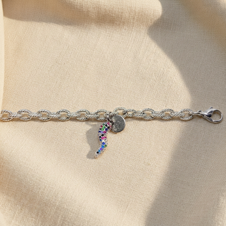 Bracciale Corno Multicolor su lino beige