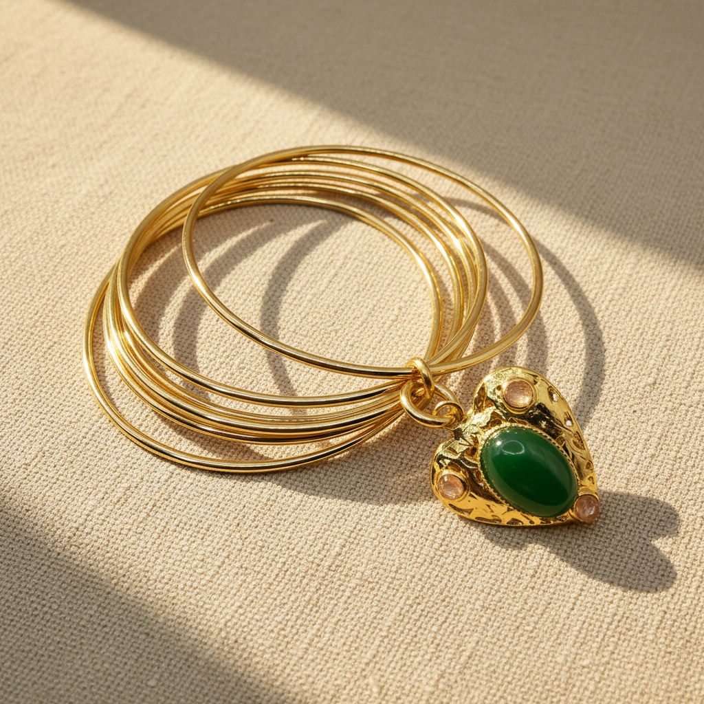 Bracciale Lanterna Cuore Giada Verde