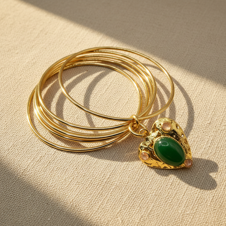 Bracciale Lanterna Cuore Giada Verde