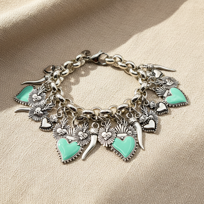 Bracciale Lucky Cuore Sacro Verde fiamma