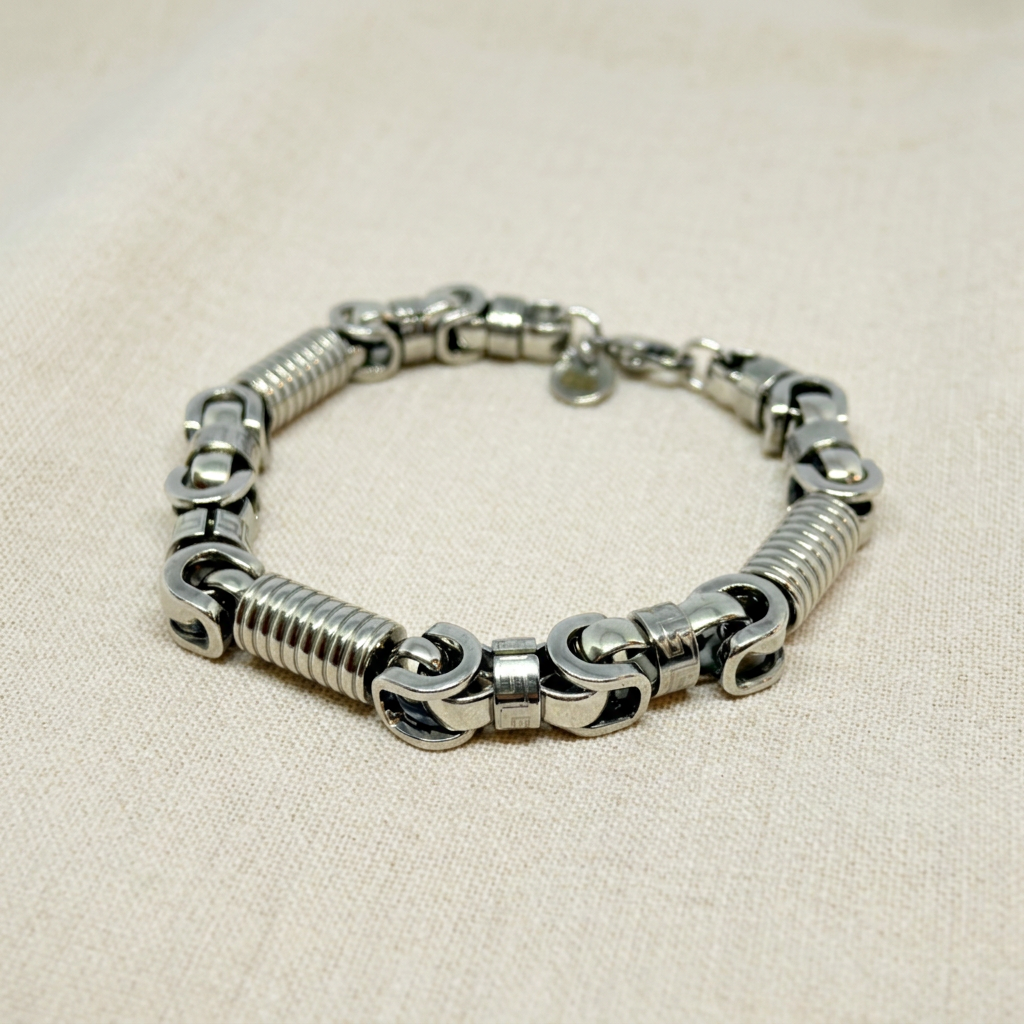 Bracciale Maglia Meccanica su lino beige