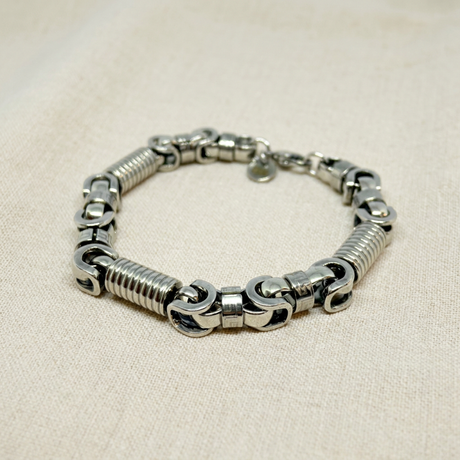 Bracciale Maglia Meccanica su lino beige