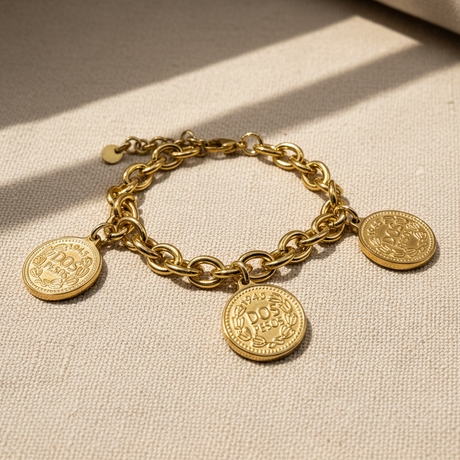 Bracciale monete rolò dorato