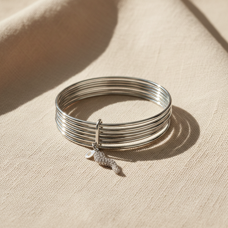 Bracciale rigido 6 fili Corno Silver