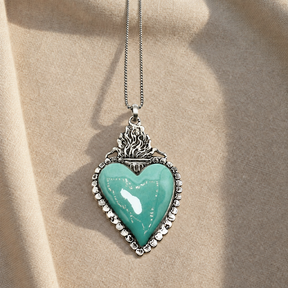 Collana Cuore Sacro Big con verde più delicato