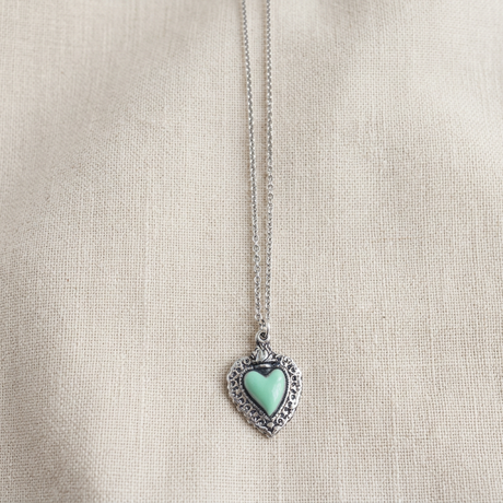 Collana Cuore Sacro Small Verde Acqua