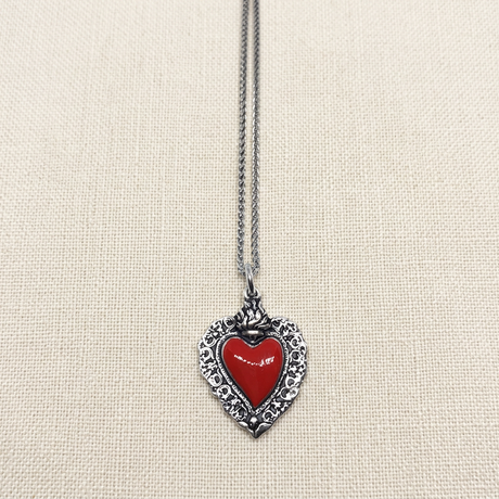 Collana Cuore Sacro smaltato Rosso