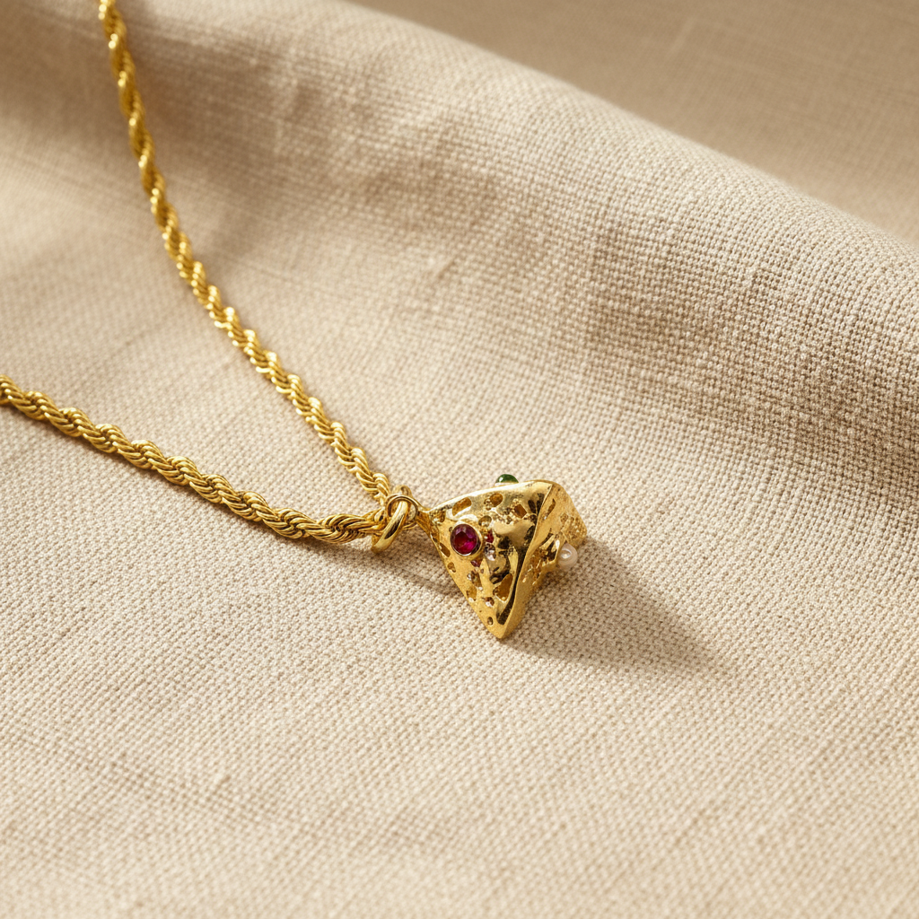 Collana Lanterna 5 Piramide - sfondo lino beige