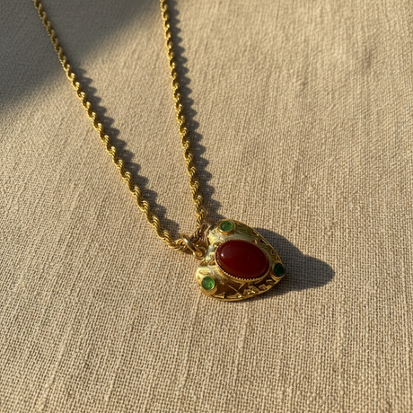 Collana Lanterna Cuore Giada Corniola