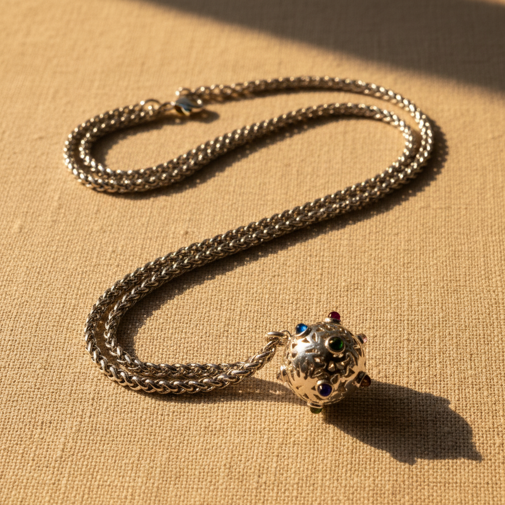 Collana Silver catena spiga originale su lino