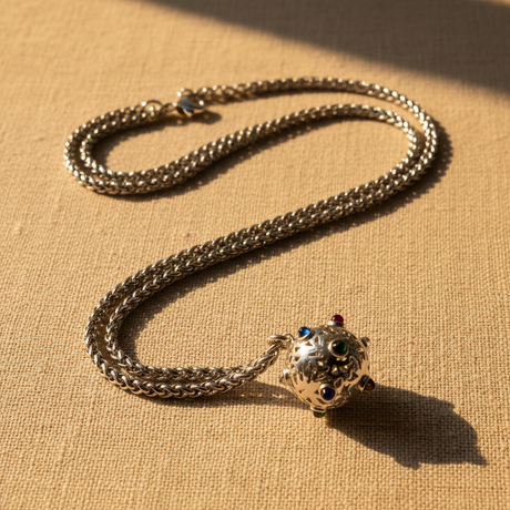 Collana Silver catena spiga originale su lino